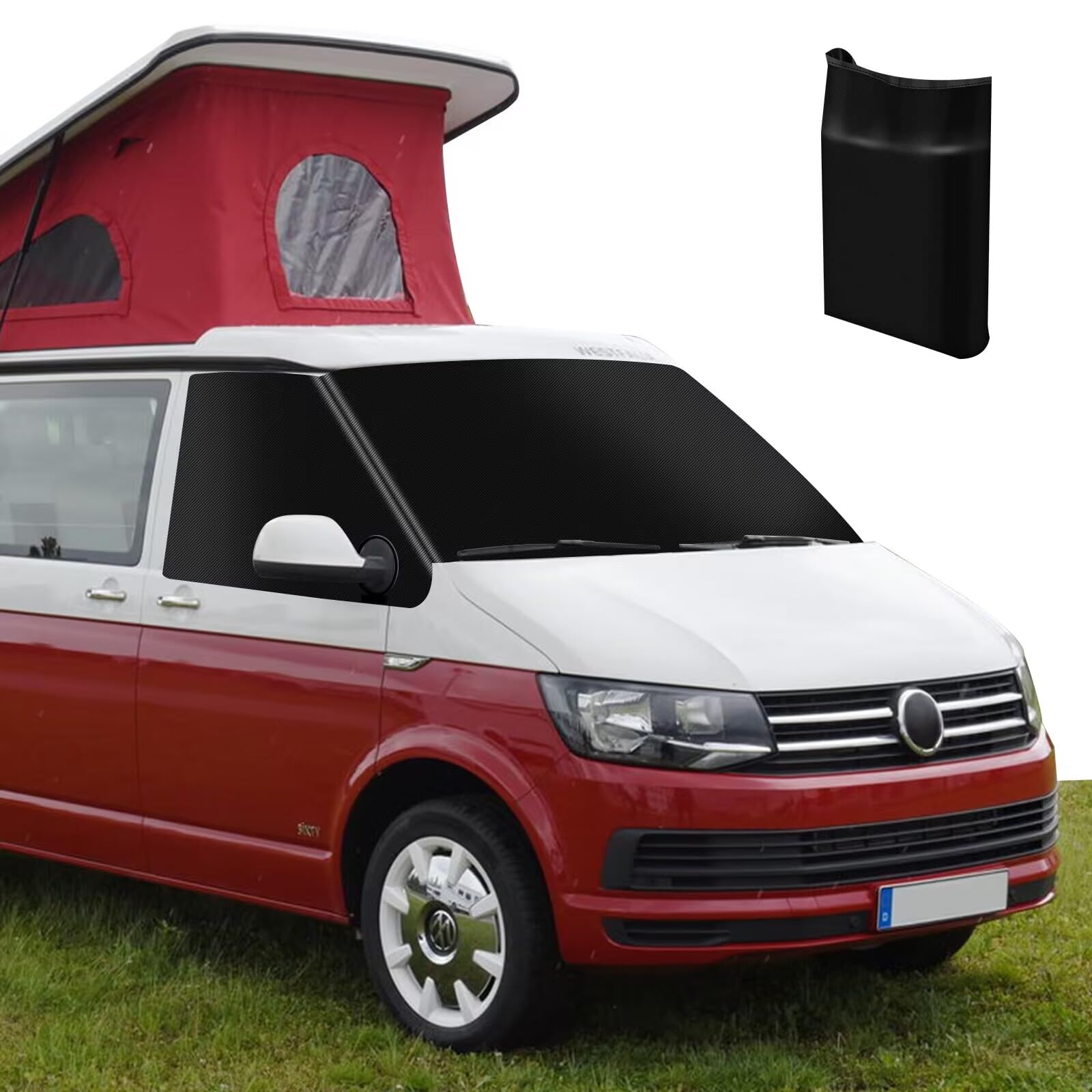 MaxEarn Für T4 Frontscheibe Wrap Abdeckung, 600D Oxford Gewebe Verdunkelung Wasserdicht Auto Windschutzscheibe Abdeckung, Frostschutz Wetterfest Vorhang Camping Abdeckung für VW Transporter von MaxEarn