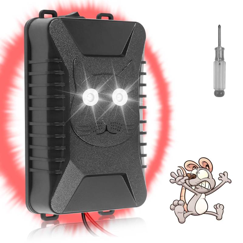 MaxEarn Marderschreck mit 18-36 kHz Ultraschall und 2 Blitzlicht, Marderschreck Auto Marderabwehr, Mobiler Marderschutz, Marderabschreckung, Rattenabweisend für KFZ Motor, Haus, Garage, Dachboden von MaxEarn