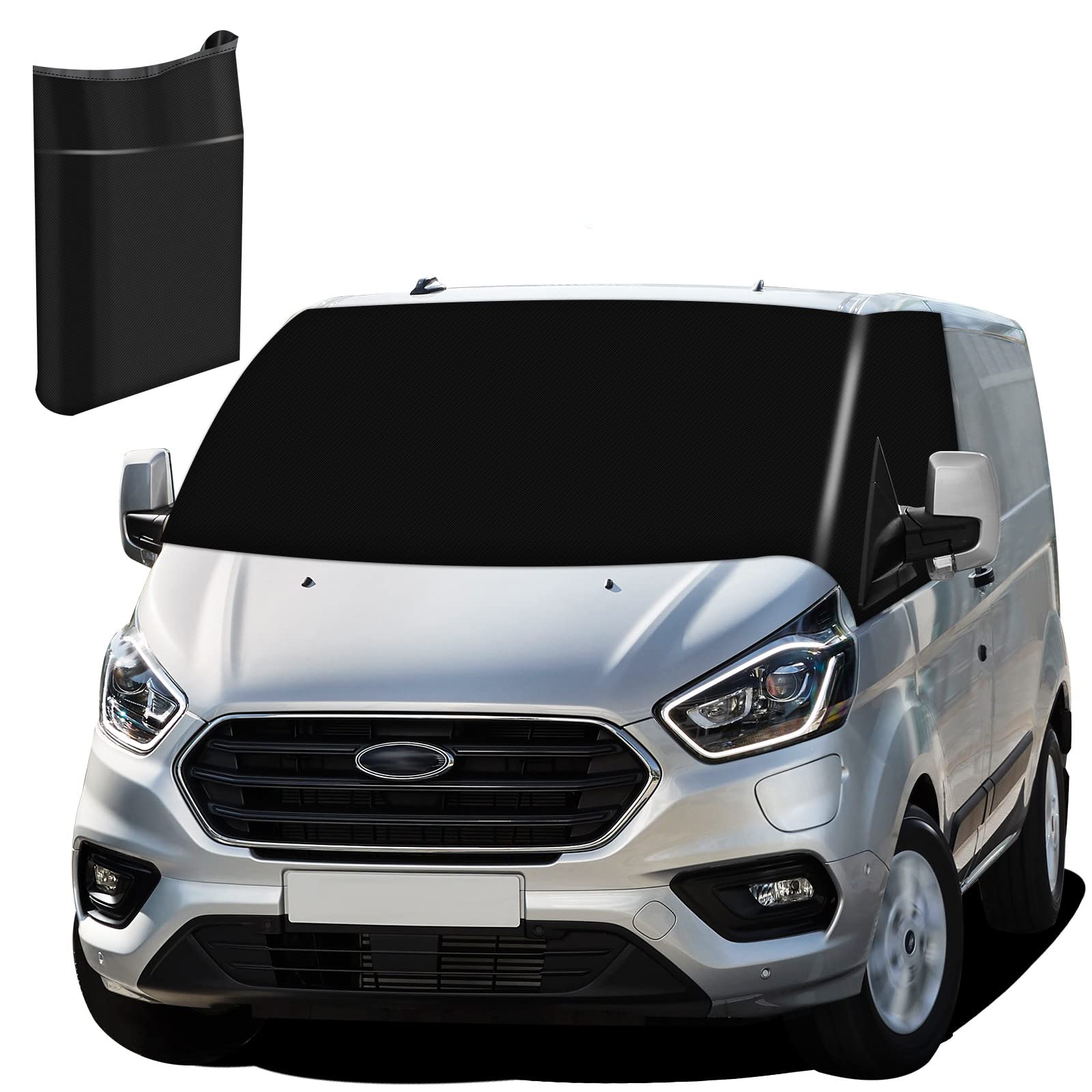 MaxEarn für Transit Custom Auto Windschutzscheiben Abdeckung, 600D Oxford Blackout Sonnenschutz Frontscheibe Thermomatten, Frontscheibe Wrap Cover Wasserdicht Wetterfest Anti-UV/Ice/Frost für Ford von MaxEarn