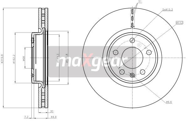 Bremsscheibe Vorderachse Maxgear 19-2252 Bremsscheibe Vorderachse Maxgear 19-2252 von Maxgear
