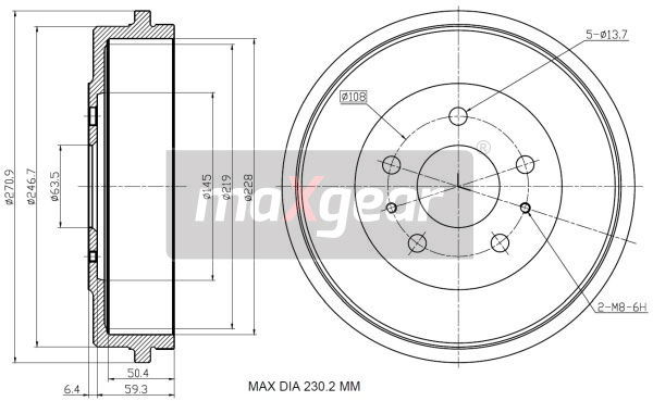 Bremstrommel Hinterachse Maxgear 19-3205 Bremstrommel Hinterachse Maxgear 19-3205 von Maxgear