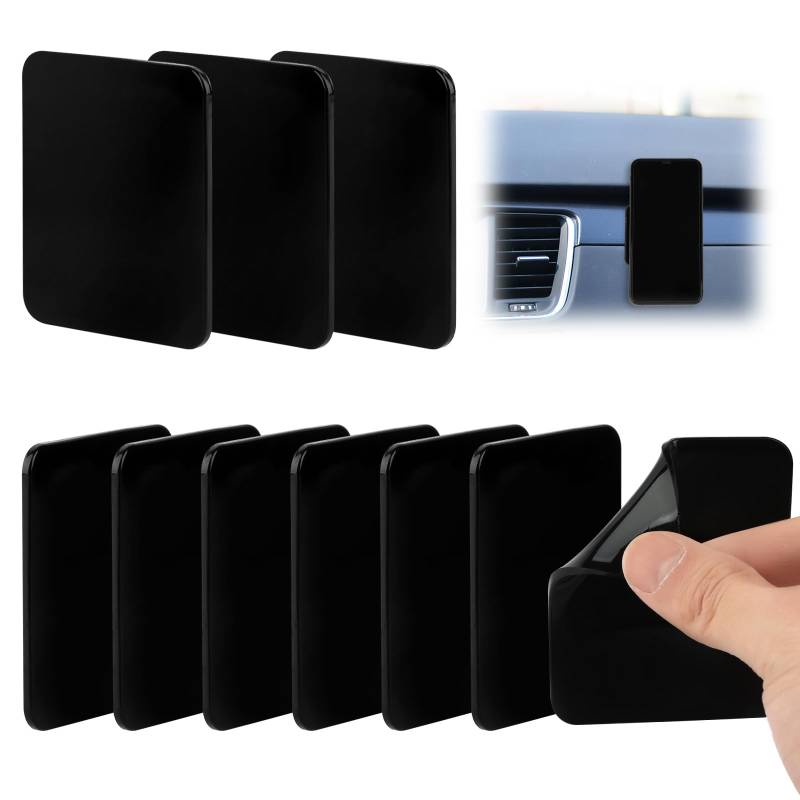 Antirutsch Pads,10 Stück Nano Gel Pad,Waschbare Auto Anti Rutsch Pads,Doppelseitig Klebende Antirutschmatte Auto Armaturenbrett Wiederverwendbar(Schwarz) von Maxmoc