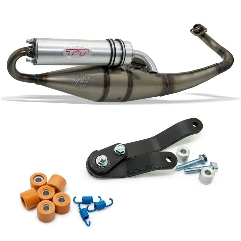 Auspuffanlage LeoVince Komplettanlage HAND MADE TT, Aluminium, mit Zulassung für Aprilia SR 50 Motard 2 stroke von Maxtuned