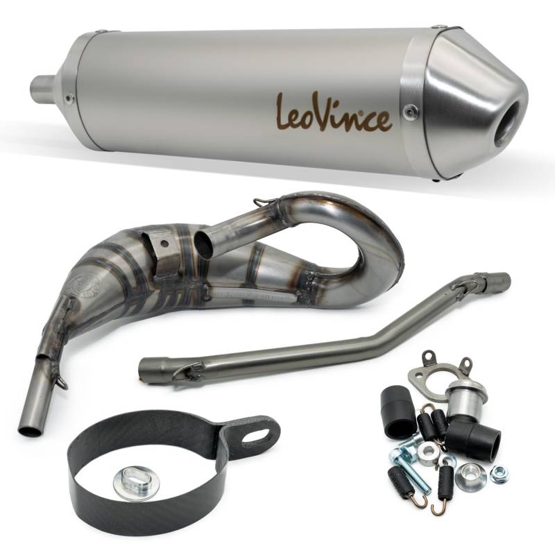 Auspuffanlage LeoVince Komplettanlage X-FIGHT, Edelstahl, mit Zulassung für Aprilia RX 50-SX 50 von Maxtuned