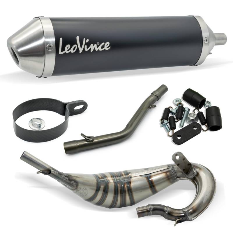 Auspuffanlage LeoVince Komplettanlage X-FIGHT Black Edition, Edelstahl schwarz, mit Zulassung für Rieju MRT 50 / SM/MRT PRO 50 / SM von Maxtuned