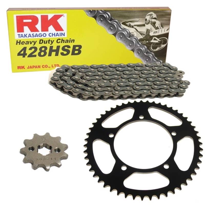 Kettensatz geeignet für XR 125 L 03-07 Kette RK 428 H 132 offen 17/54 von RK Takasago Chain Japan