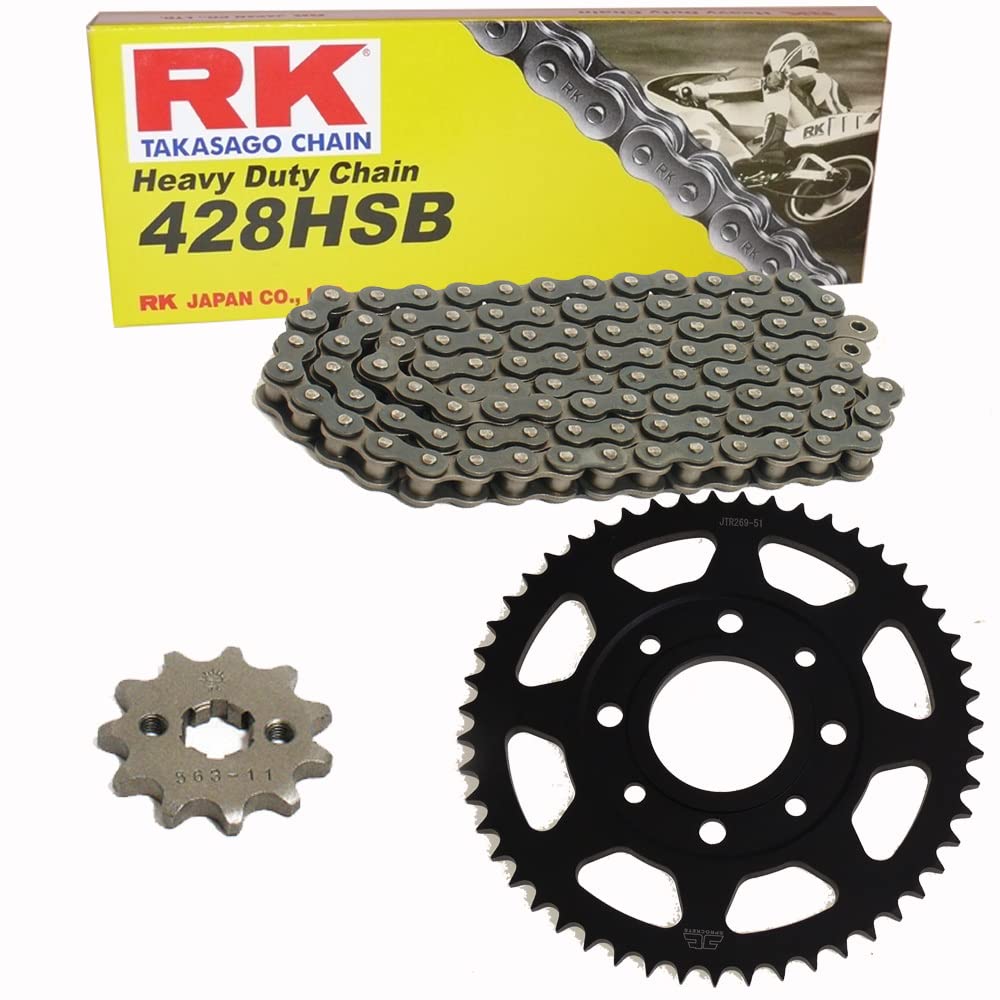 Kettensatz geeignet für Kreidler Supermoto 125 DD 08-14 Scheibenbremse Kette RK 428 H 136 offen 15/51 von RK Takasago Chain Japan