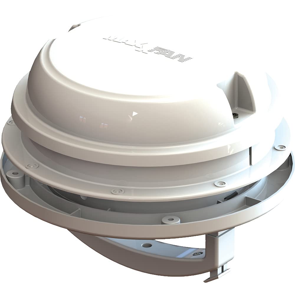 Maxxair 00-03810W MaxxFan Dome Plus mit 12 V Lüfter und LED-Licht, 15,2 cm Durchmesser, Weiß von Maxx Air
