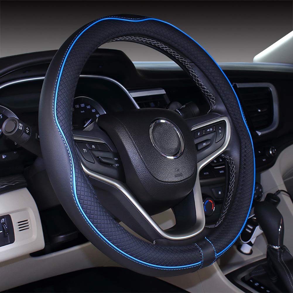 2019 Neue Schwarze Blaue Mikrofaser Leder kleine Lenkradabdeckung für Prius Civic 35-36.25 cm von Mayco Bell