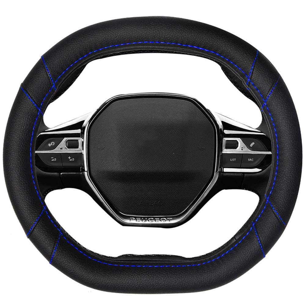Mayco Bell Auto-Lenkradhülle aus Mikrofaser-Leder, passend für Peugeot 3008 4008 5008 2016–2019 508 208 2019 e-208 (schwarze blaue Linie) von Mayco Bell