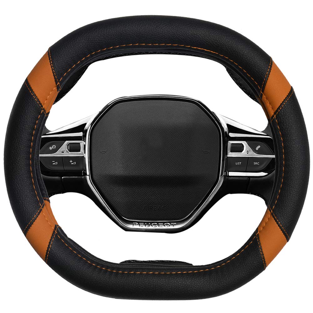Mayco Bell Mikrofaser Leder Auto Lenkradbezug Fit für Peugeot 3008 206 207 208 2016-2019 508 208 2019 e-208 (orange) von Mayco Bell