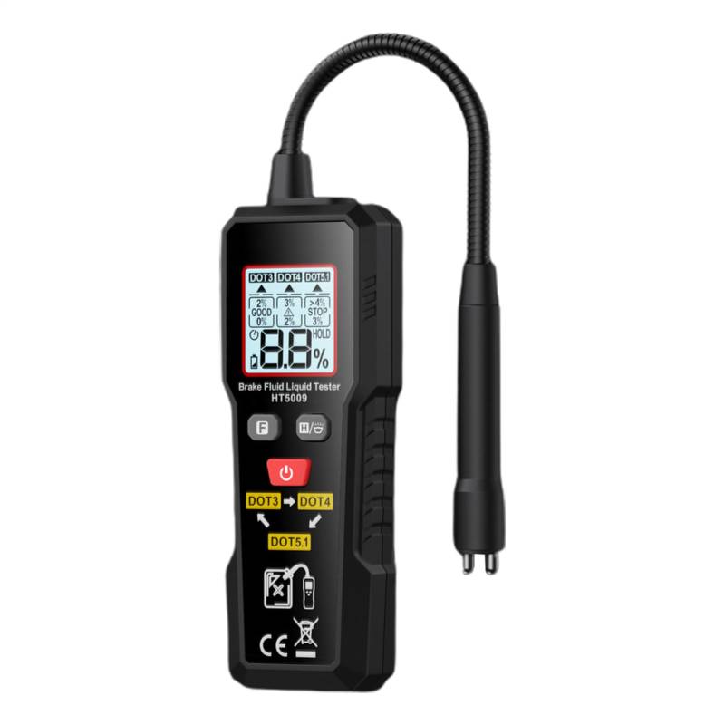 Bremsflüssigkeit Feuchtigkeitstester - Fluid -Check -Gerät, Auto -Ölsensor | Smart Bremssystem Flüssiganalyse Sonde mit LED, Hintergrundbeleuchtung für Autos Vanss Motorcycles Flotte Wartung Garagenko von Mbiyhgta