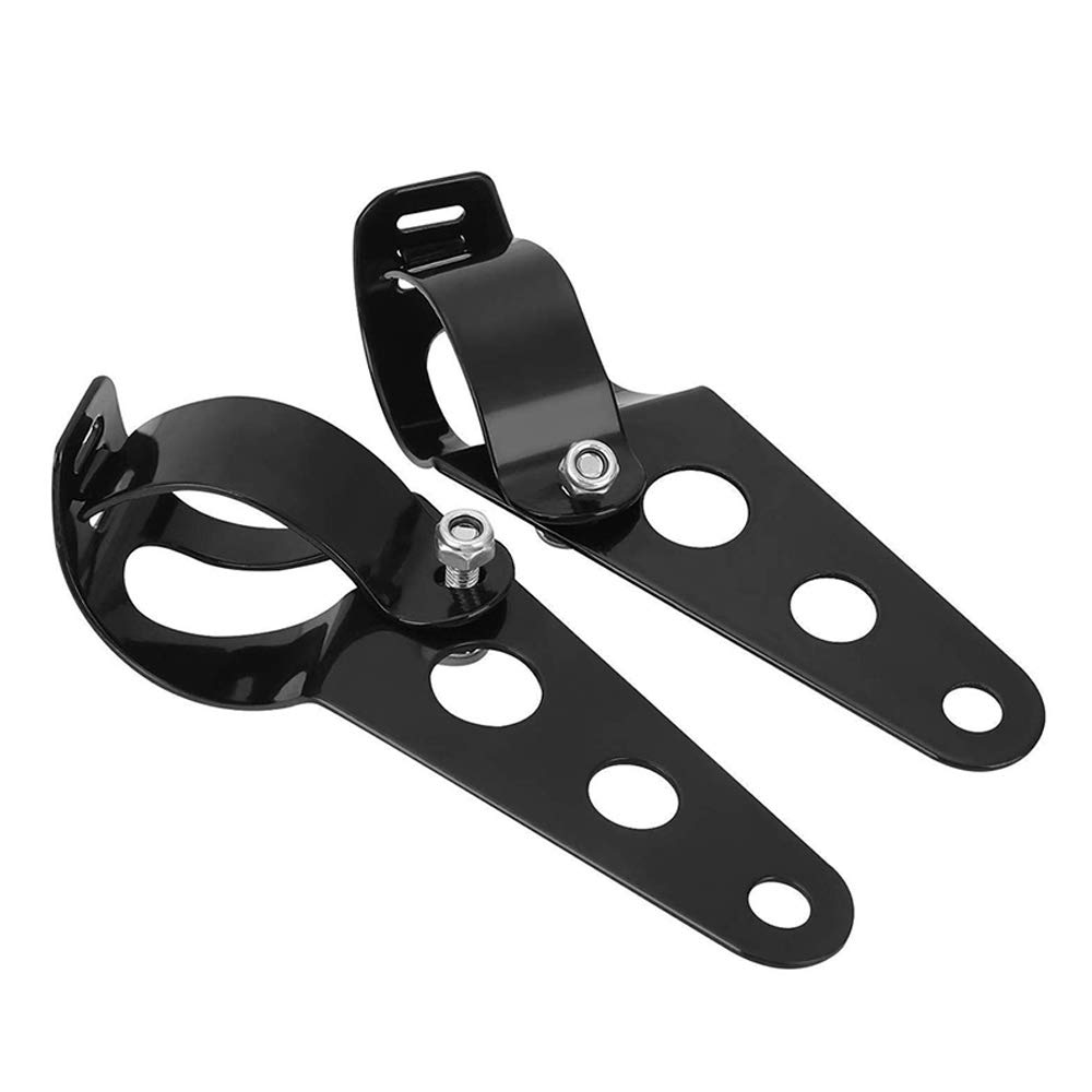 Mdurian Schwarz Universal Motorrad Scheinwerferhalter Lampenhalter Gehäuse Gabel Ohren 38mm-51mm Klemmcliphalter Halterungen von Mdurian