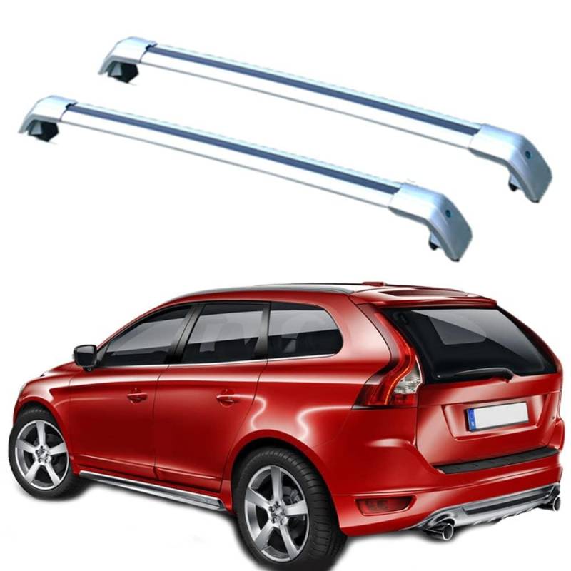 Dachträger-Querstangen Dachträger Dachgepäckträger für V-olvo XC60 2008 2009 2010 2011 2012 2013 2014 2015 2016 2017-2023 Dachträger aus Aluminium 2 Stücke,A von MEFFEE