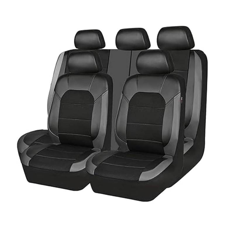 Auto Sitzbezüge Set für Mercedes Benz C-Class C180 C200 C220d C300 C300d C400 AMG C43 /C63/C63S, 9pcs Vorne und Hinten Sitzbezügesets Sitzschoner Innenraum Zubehör,B/Black Gray von MeKnMoney