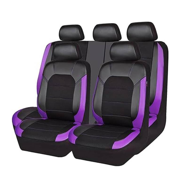 Auto Sitzbezüge Set für Mercedes Benz C-Class C180 C200 C220d C300 C300d C400 AMG C43 /C63/C63S, 9pcs Vorne und Hinten Sitzbezügesets Sitzschoner Innenraum Zubehör,D/Black Purple von MeKnMoney