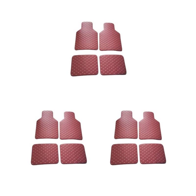 3 Set 4 Stück Auto Fußmatten Leder Automotive Liner Fußpolster Dekorative Auto Teppich Dekoration Wiederverwendbar Weinrot von Mealoodiousmusea