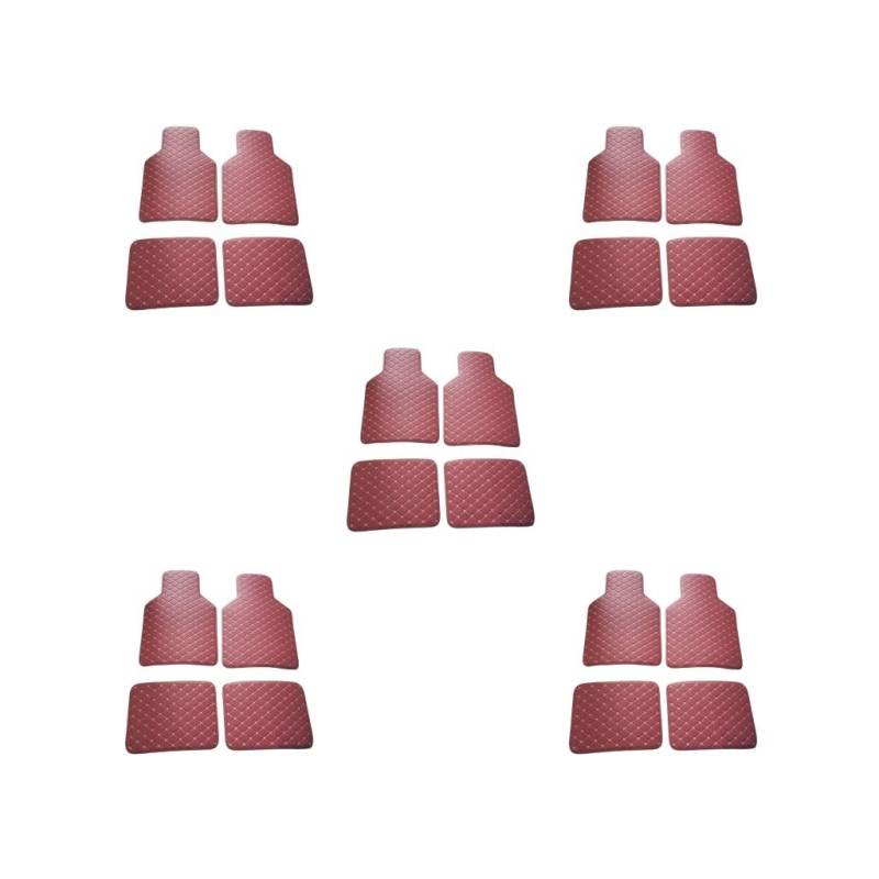 5 Set 4 Stück Auto Fußmatten Leder Automotive Liner Fußpolster Dekorative Auto Teppich Dekoration Wiederverwendbar Weinrot von Mealoodiousmusea