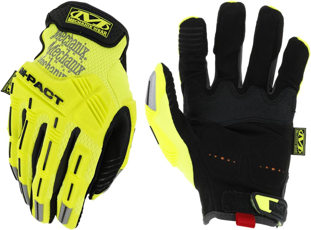 Mechanix Wear SMP-91-012 Hi-Viz M-Pact (XX-Large, Fluoreszierendes Gelb) Hochsichtbare Handschuhe mit Stoßschutz, XXL von Mechanix Wear
