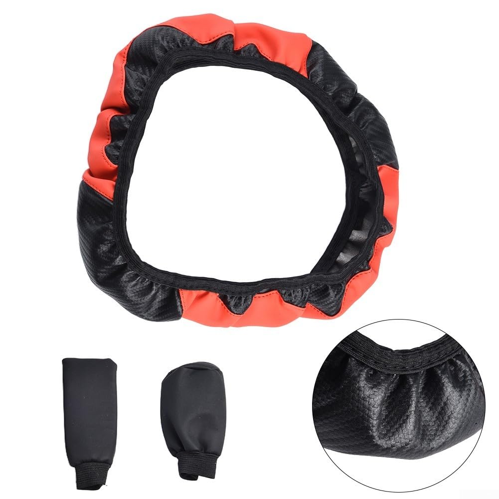 3-teiliges Lenkradbezug-Set aus Karbonleder für komfortables Fahrerlebnis, passend für Lenkräder in Standardgröße 35,6 cm, 142,2 cm, 35,6 cm, 248,8 cm von MeevrgR