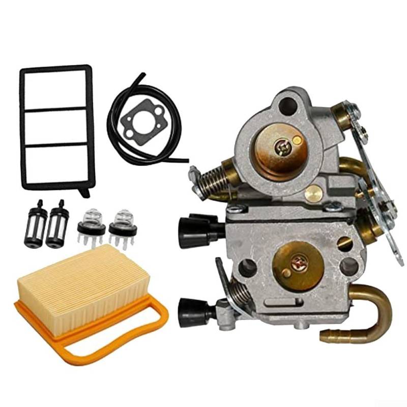 Vergaser-Set für TS410 und TS420 inkl. Kraftstoffleitung und Luftfilter, ersetzt C1Q S118 effizient von MeevrgR
