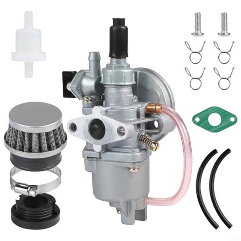 Vergaser-Set mit Luftfilter für 2-Takt 47cc-49cc Mini-Motorräder Roller Pocket Bikes Go-Karts 13mm Aluminiumlegierung Umfassendes Kit Verbesserte Kraftstoffzerstäubung Einfacher Kaltstart von MeevrgR