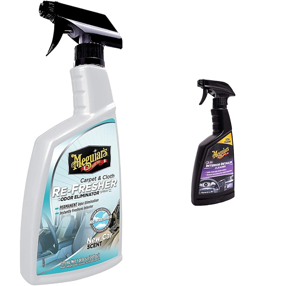 Meguiar's G180724EU Carpet und Fabric Refresher, Polsterauffrischer & Geruchsentferner, 709ml & G13616EU Quik Detailer Interior Innenraumreiniger, 473ml von Meguiar's