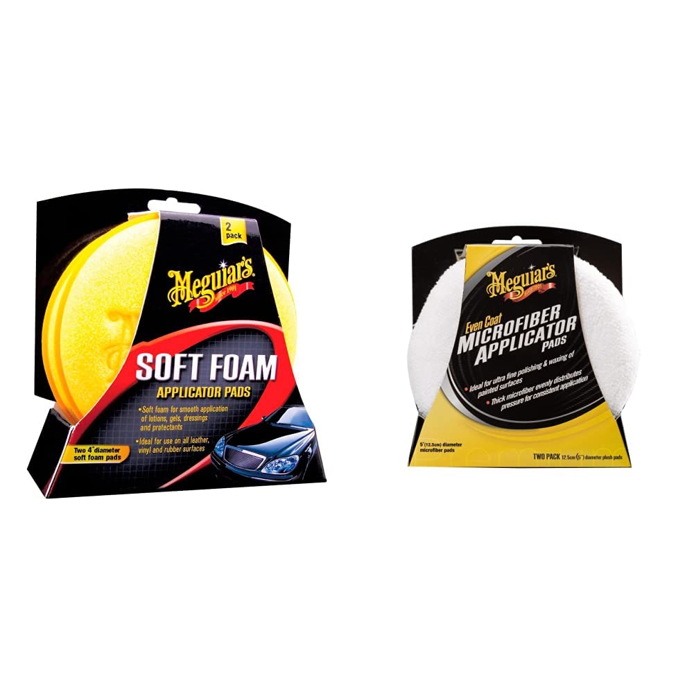Meguiar's X3070 Soft Foam Applicator Pads Auftragsschwamm + X3080EU Even Coat Applicator Pad, Mikrofaser-Auftragsschwamm Meguiar's X3070 Soft Foam Applicator Pads Auftragsschwamm + X3080EU Even Coat Applicator Pad, Mikrofaser-Auftragsschwamm von Meguiar's