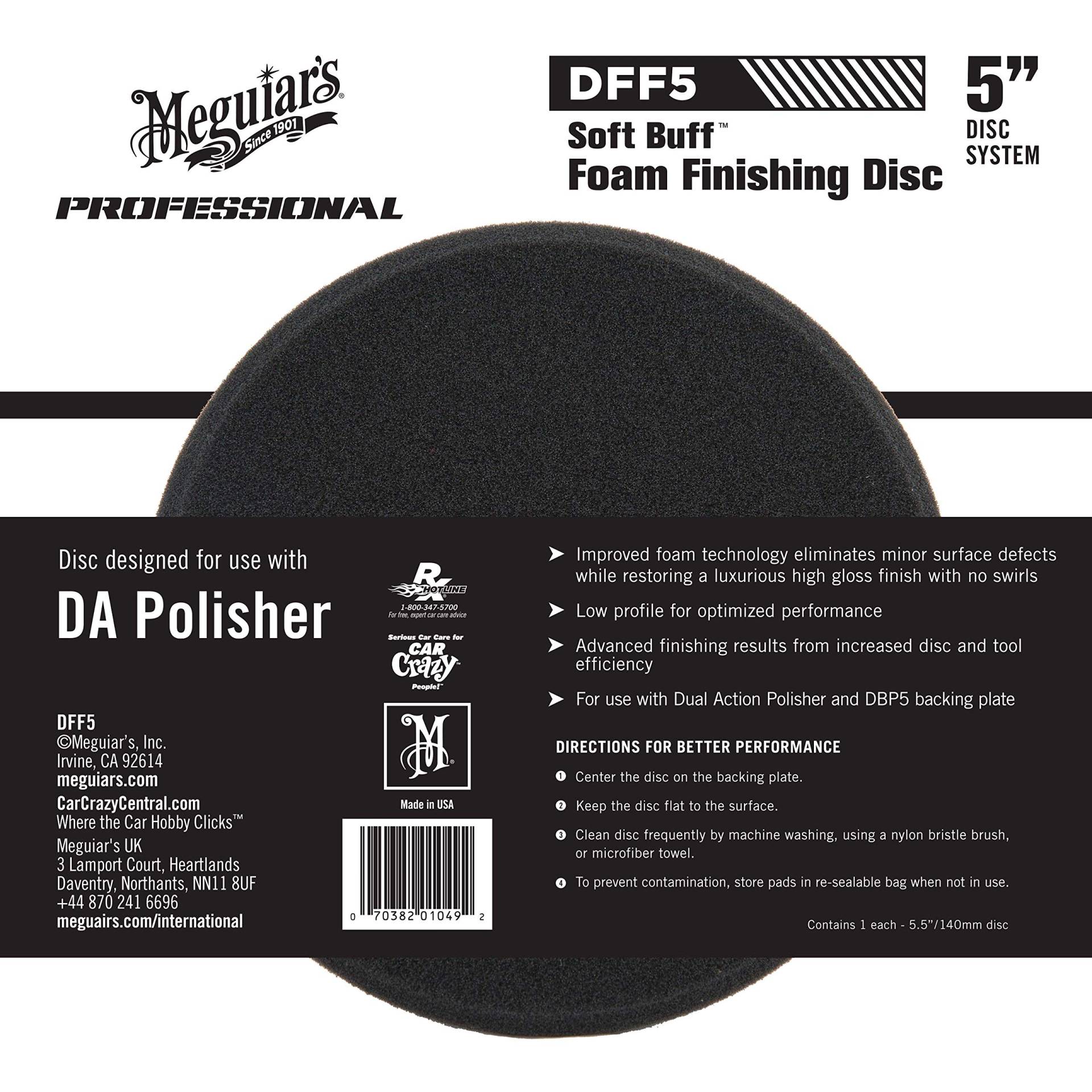 Meguiar's DFF5 Soft Buff DA Foam Finishing Disc Polierpad, Härtegrad: weich, 5'' von Meguiar's