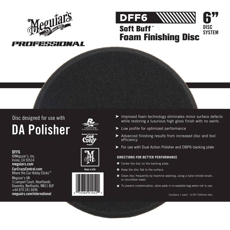 Meguiar's DFF6 Soft Buff DA Foam Finishing Disc Polierpad, Härtegrad: weich, 6'' von Meguiar's