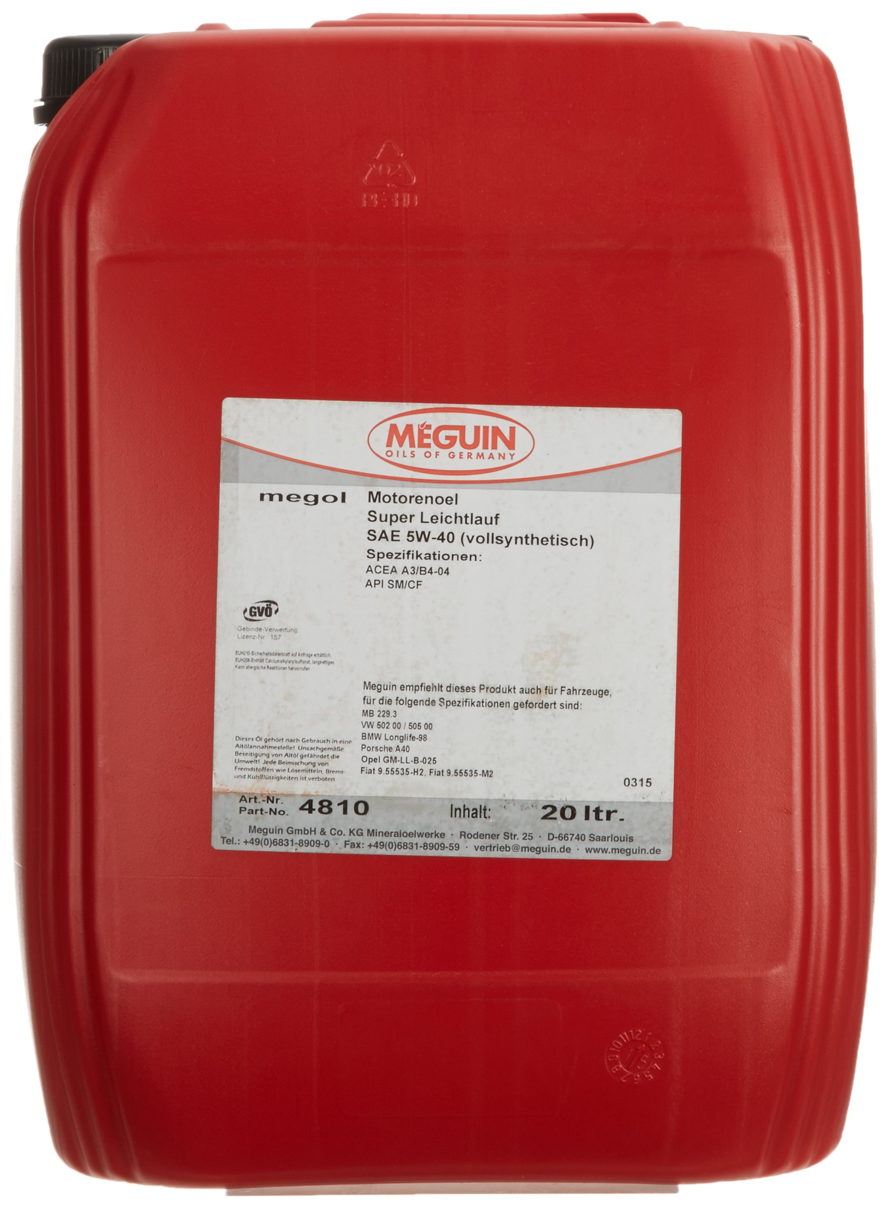 Meguin 4810 Megol Super Leichlauf SAE 5W-40, 20 L von Meguin