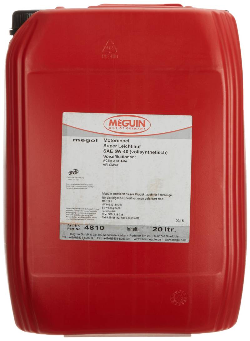 Meguin 4810 Megol Super Leichlauf SAE 5W-40, 20 L von Meguin