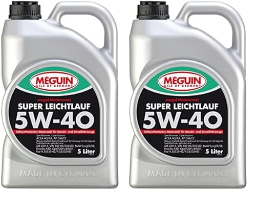 Meguin Megol Super Leichtlauf SAE 5W-40 vollsynthetisch | 5 L | vollsynthetisches Motoröl | Art.-Nr.: 4809 (Packung mit 2) von Meguin