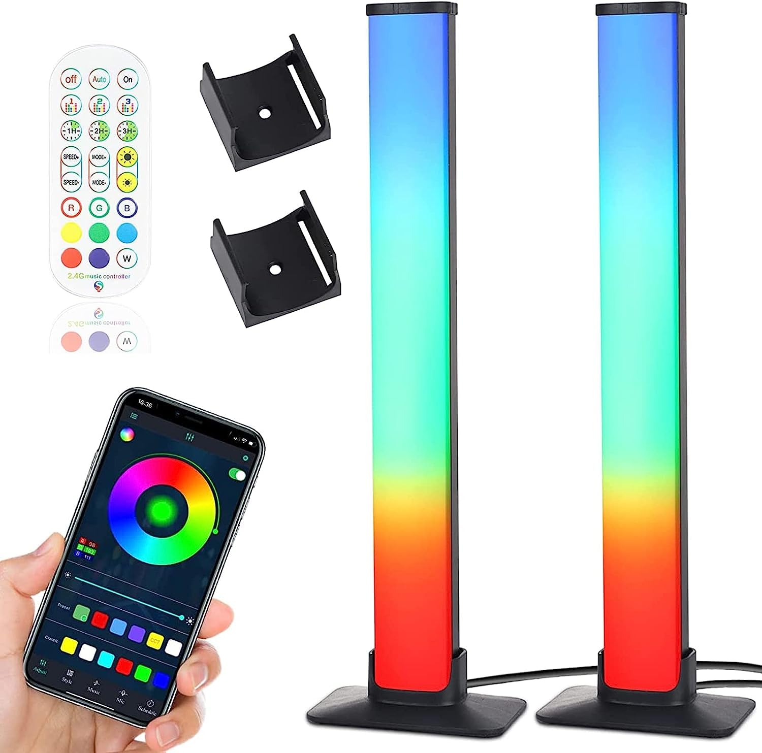 LED Lightbar, 2 Stück Smart LED Lightbars, RGB TV Ambient Lampe Hintergrundbeleuchtung mit App und Fernbedienung, Gaming Lampe Sync mit Musik, Smart Light Bar für Gaming, PC, Fernseher Deko LED Lightbar, 2 Stück Smart LED Lightbars, RGB TV Ambient Lampe Hintergrundbeleuchtung mit App und Fernbedienung, Gaming Lampe Sync mit Musik, Smart Light Bar für Gaming, PC, Fernseher Deko von Meiyue