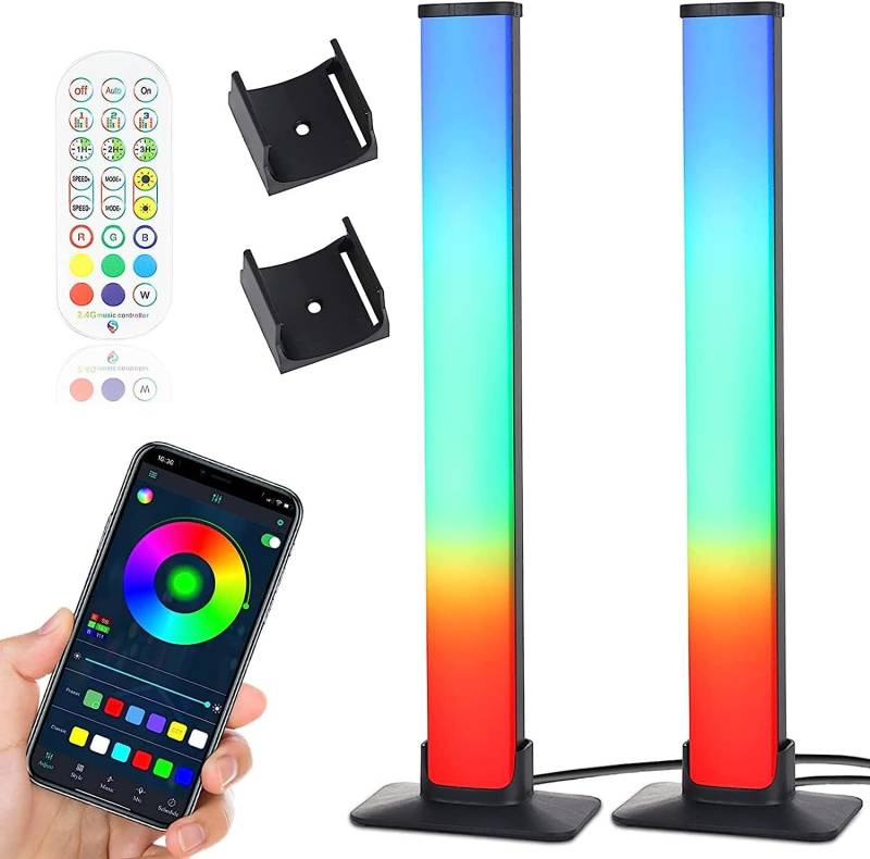 LED Lightbar, 2 Stück Smart LED Lightbars, RGB TV Ambient Lampe Hintergrundbeleuchtung mit App und Fernbedienung, Gaming Lampe Sync mit Musik, Smart Light Bar für Gaming, PC, Fernseher Deko von Meiyue