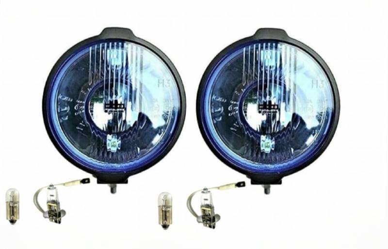 MelTruck® 2x Blau Rund H3 Fernscheinwerfer Fernlicht Zusatzscheinwerfer und 12V Glühbirnen von MelTruck