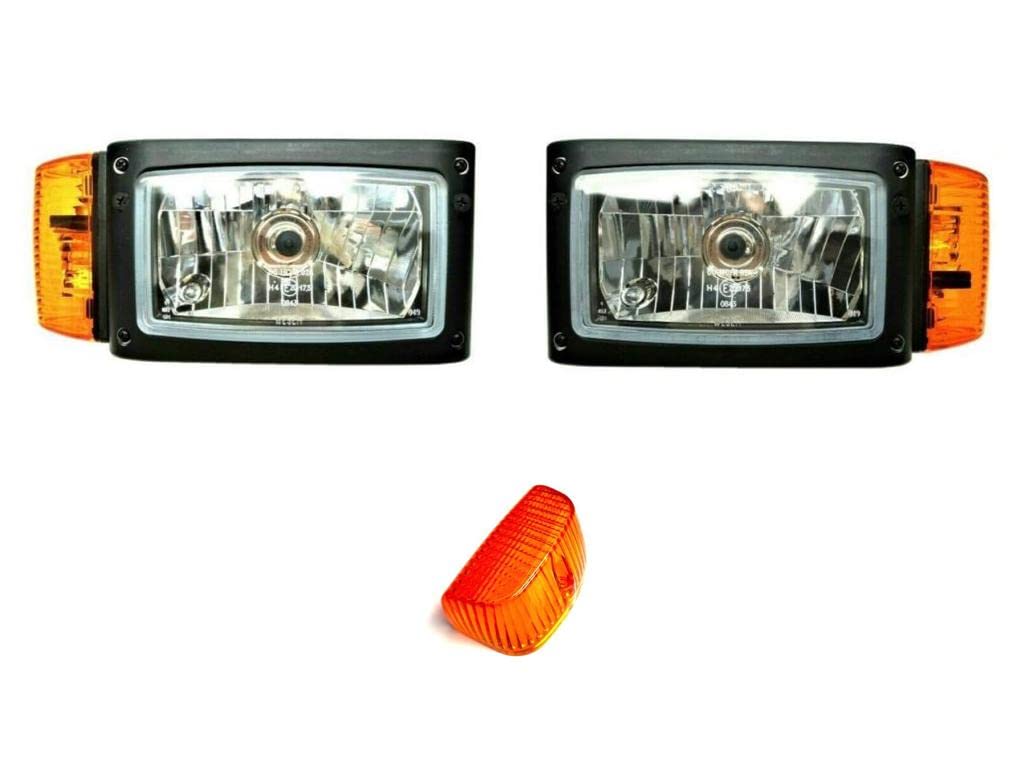 MelTruck® 2x H4 Scheinwerfer mit Blinker DT04-6P Stecker und Lampenschirm Bagger Manitou E20 von MelTruck
