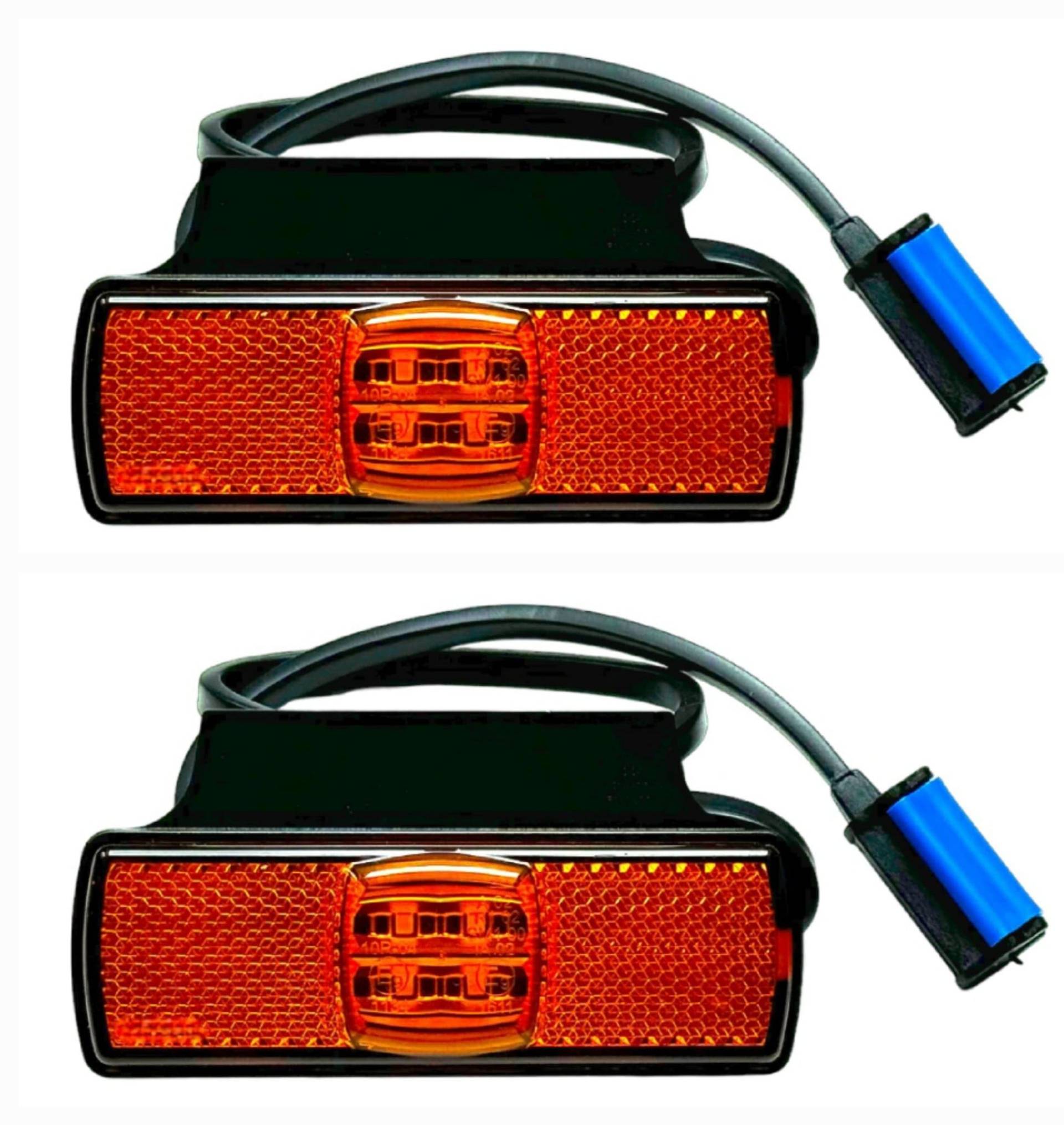 MelTruck® 2x LED Umrissleuchte 130x32x14,5 mm Begrenzungsleuchte 12V 24V Anhänger LKW E9 (Gelb + QS075 Schnellanschluss + Winkelhalter) von MelTruck