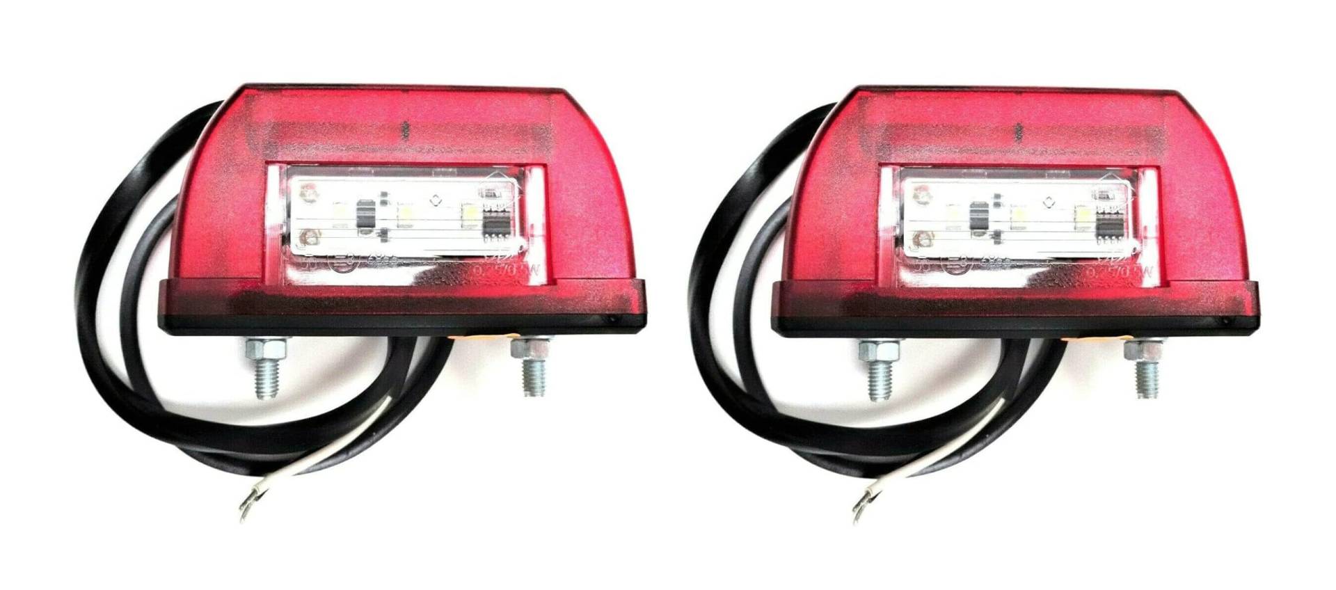 MelTruck® 2x LED Kennzeichenbeleuchtung Kennzeichenleuchte für LKW PKW Anhänger Traktor Bus (Breite - 93 mm - Rot) von MelTruck