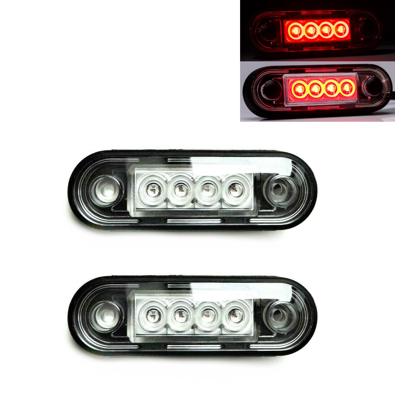 MelTruck® 2x Rote LED Umrissleuchte Begrenzungsleuchte Positionsleuchte ULTRA FLACH 12V 24V PKW LKW Anhänger von MelTruck