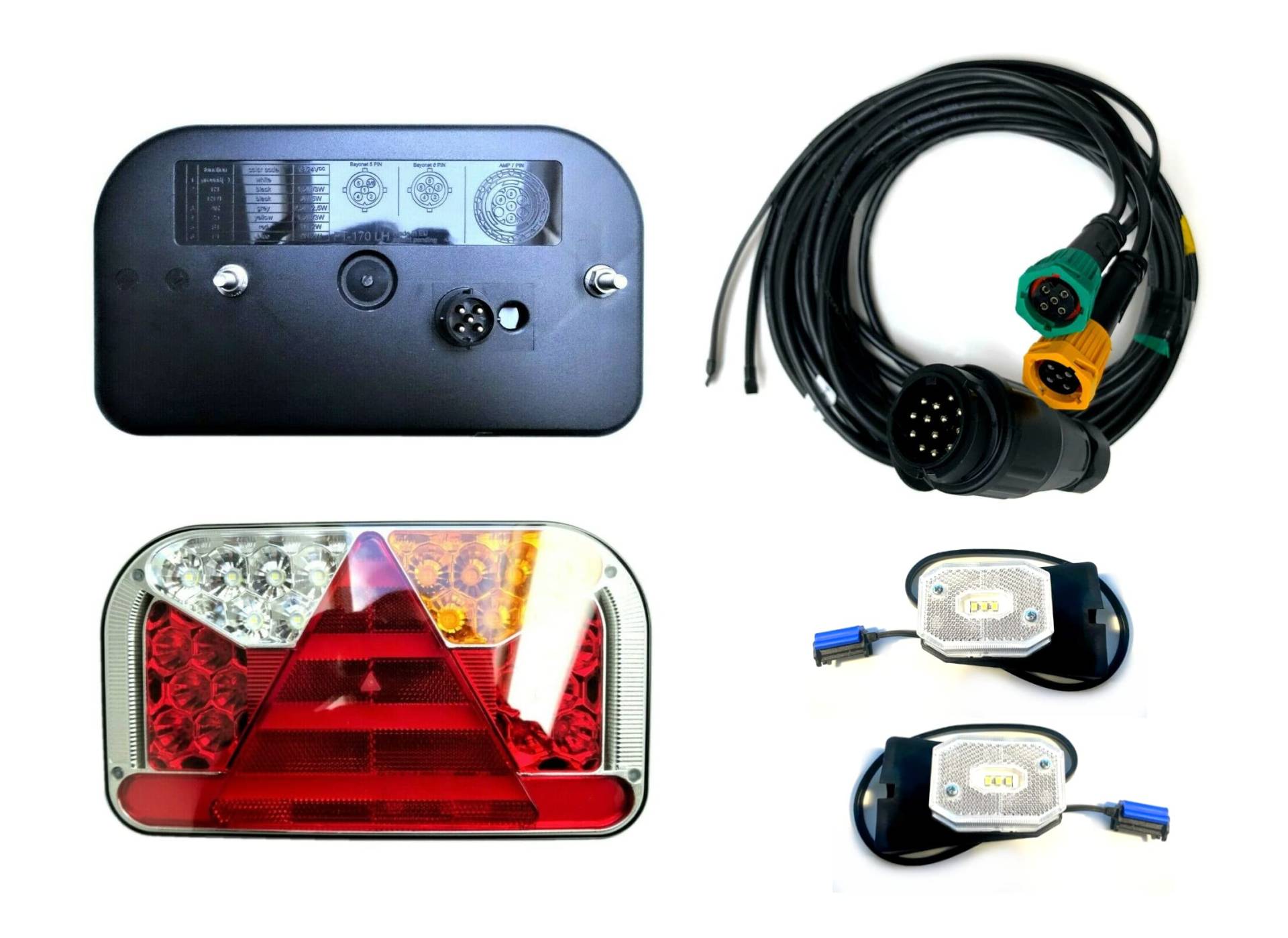 MelTruck® Anhängerbeleuchtung 2x LED Rückleuchte E9 2x LED Umrissleuchte Kabel 13 PIN 5 m von MelTruck