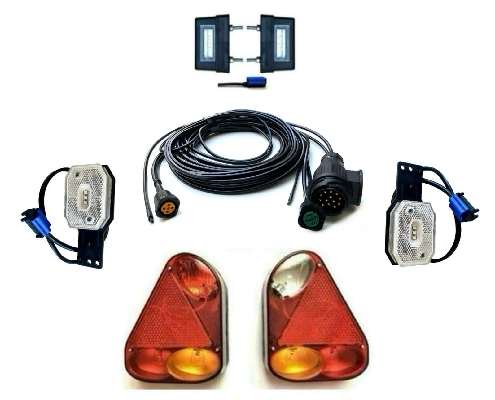 MelTruck® Anhängerbeleuchtung Bajonett LED Umrisleuchte Kennzeichenleuchte Kabelbaum 7m von MelTruck
