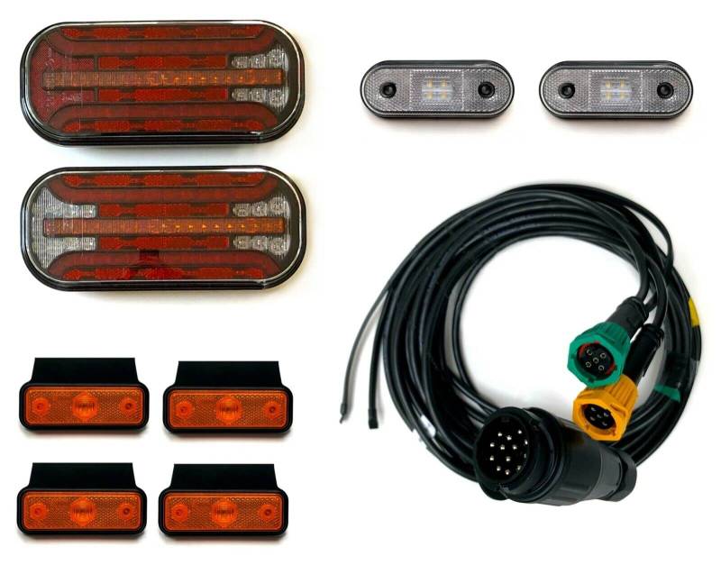MelTruck® Anhängerbeleuchtung LED Rückleuchten LED Umrissleuchten 13 pol. Kabelsatz 5m Set von MelTruck
