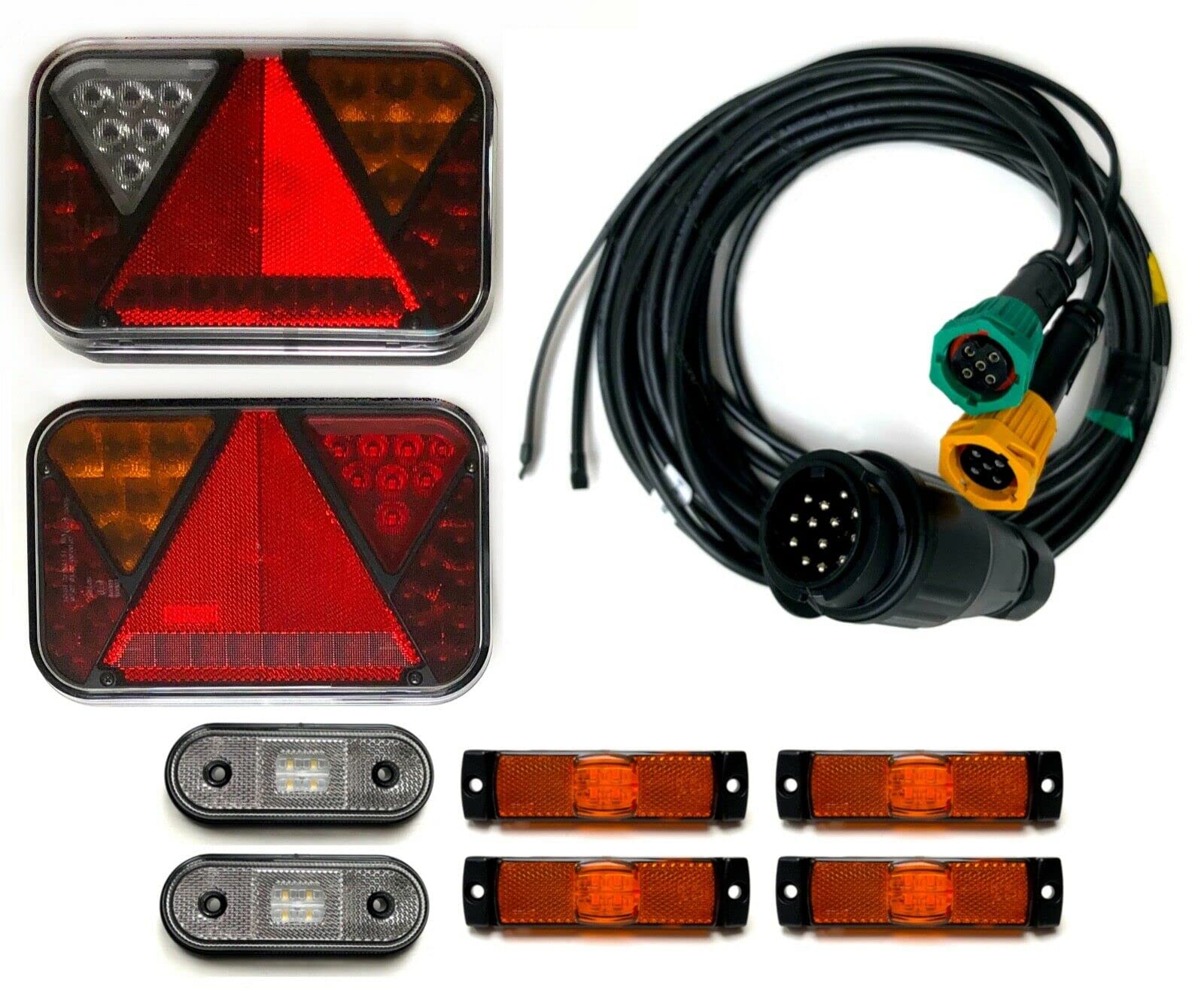 MelTruck® Anhängerbeleuchtung LED Rückleuchten und Umrissleuchten 13 polig Kabel 5m Set von MelTruck