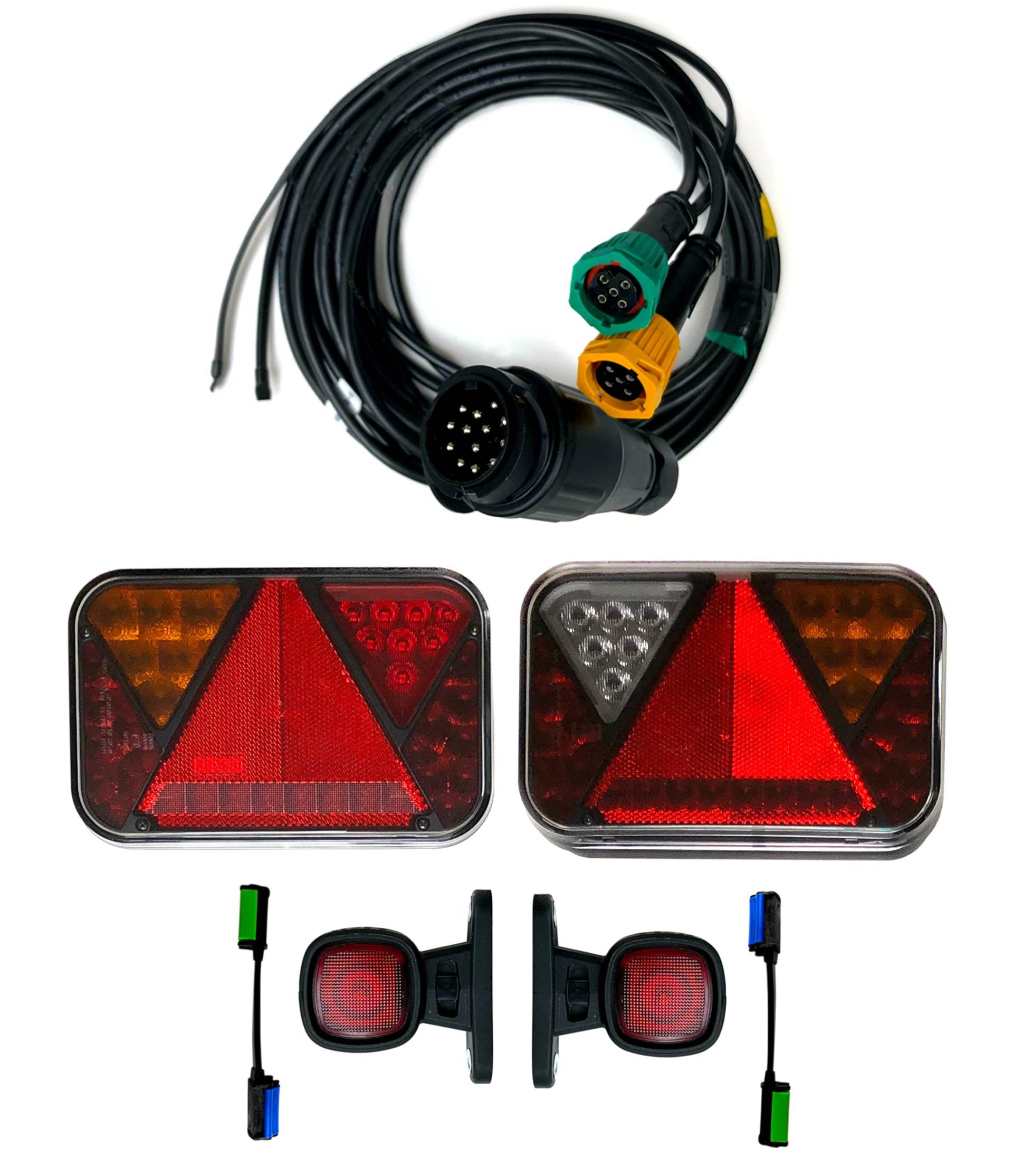 MelTruck® Anhängerbeleuchtung SET LED Rückleuchten, Umrissleuchten und 13 polig Kabel 5m von MelTruck