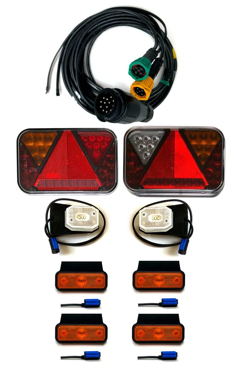 MelTruck® Anhängerbeleuchtung SET LED Rückleuchten LED Control Box System CANBUS Umrissleuchten 13 polig Kabel 7,7m von MelTruck