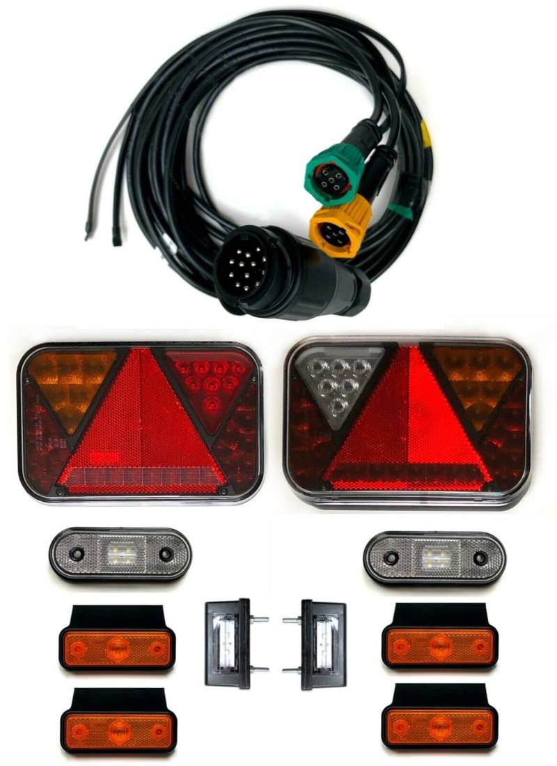 MelTruck® Anhängerbeleuchtung Set LED Rückleuchten Control Box CANBUS 13 polig Kabel 7,7m von MelTruck