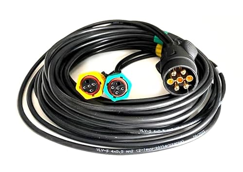 MelTruck® Kabelsatz 8m 7-poliger für 3-Funktionen Rückleuchten Anhänger Bajonettanschluss von MelTruck