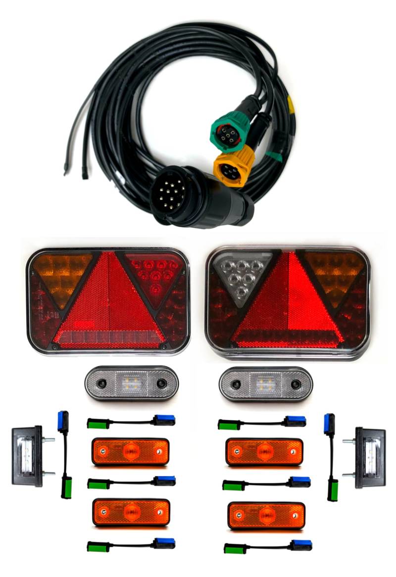 MelTruck® LED Anhängerbeleuchtung SET LED Rückleuchten 13 poig. Kabelsatz 7m Leuchten Set von MelTruck