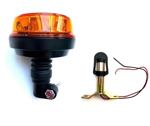 MelTruck® LED Warnleuchte Rundumleuchte 12V 24V mit 4 Blitzmuster E9 ECE R65 R10 für Traktor PKW LKW (Aufsteckrohr T) von MelTruck